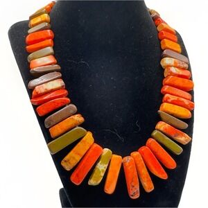 Chan Luu Necklace Chunky Slab Gemstone Bib Style 18" Colorful Edgy Boho